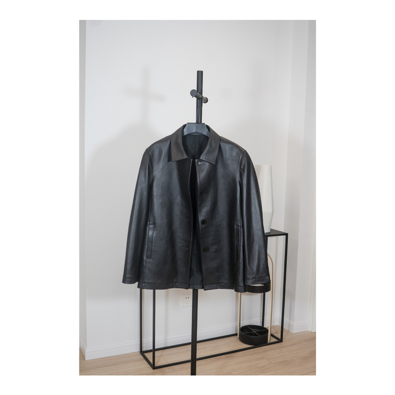 New Haining Genuine Leather Jacket for Men, Youth Suit Collar Leather Jacket, Thin Suit Jacket