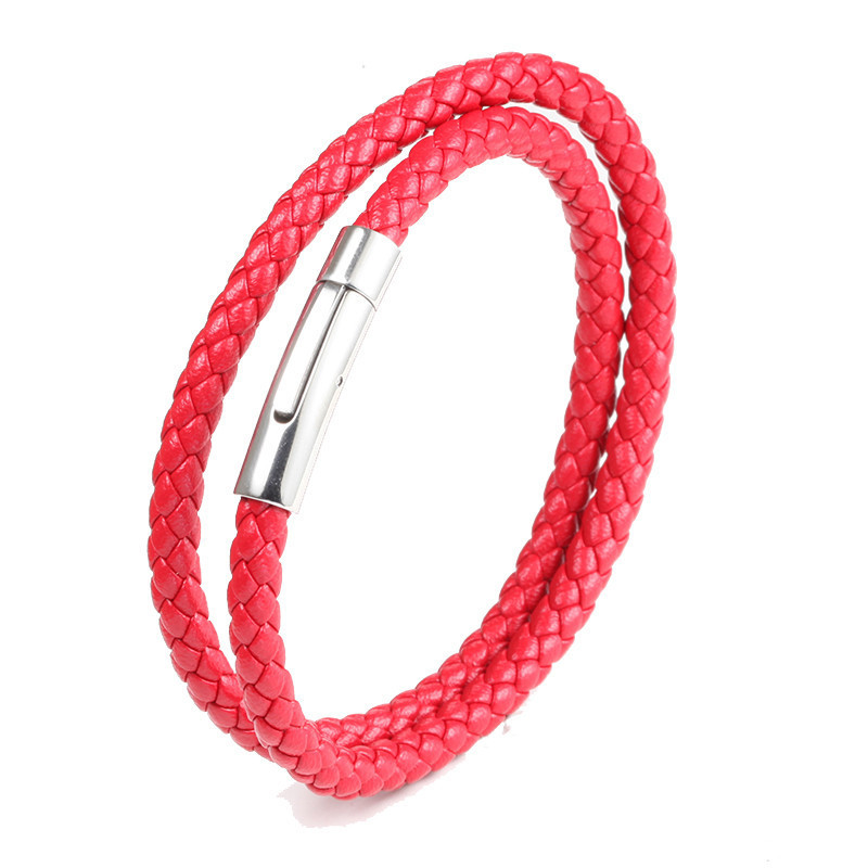 Business, Daily Occasion 304 Stainless Steel Material Retro Solid Color Titanium Steel Handmade Polishing Polishing Men'S Bracelets Men Cord & Leather Bracelets