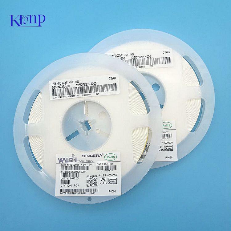 贴片电容 0805 NPO 221J 50V  220PF 原装正品 现货