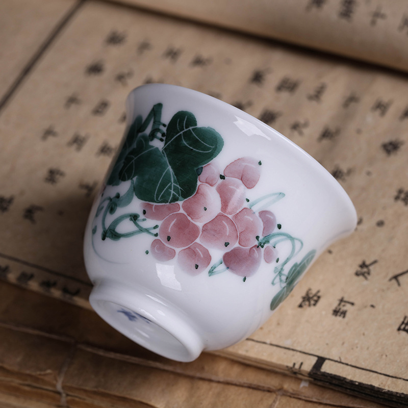 Jingdezhen 손으로 그린 세라믹 작은 차 그릇 쿵푸 차 세트 유약 다채로운 마스터 컵 개인 컵 차 컵 싱글 컵