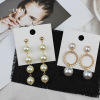 Universal retro earrings from pearl, bright catchy style