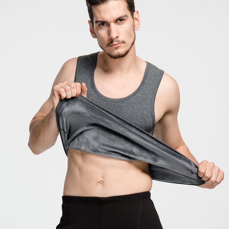 秋冬男士加绒加厚保暖背心 不倒绒马甲棉打底男士背心