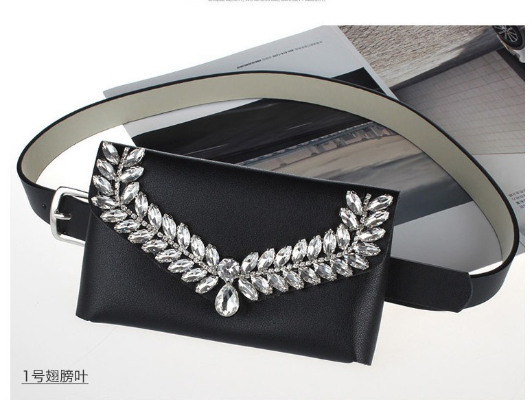 Fashion Rhinestone Wings Small Pockets Thin Belt display picture 1