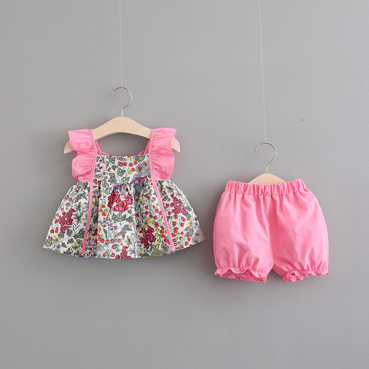 Kids Floral Pink Shorts Set for Girls 1-3Y