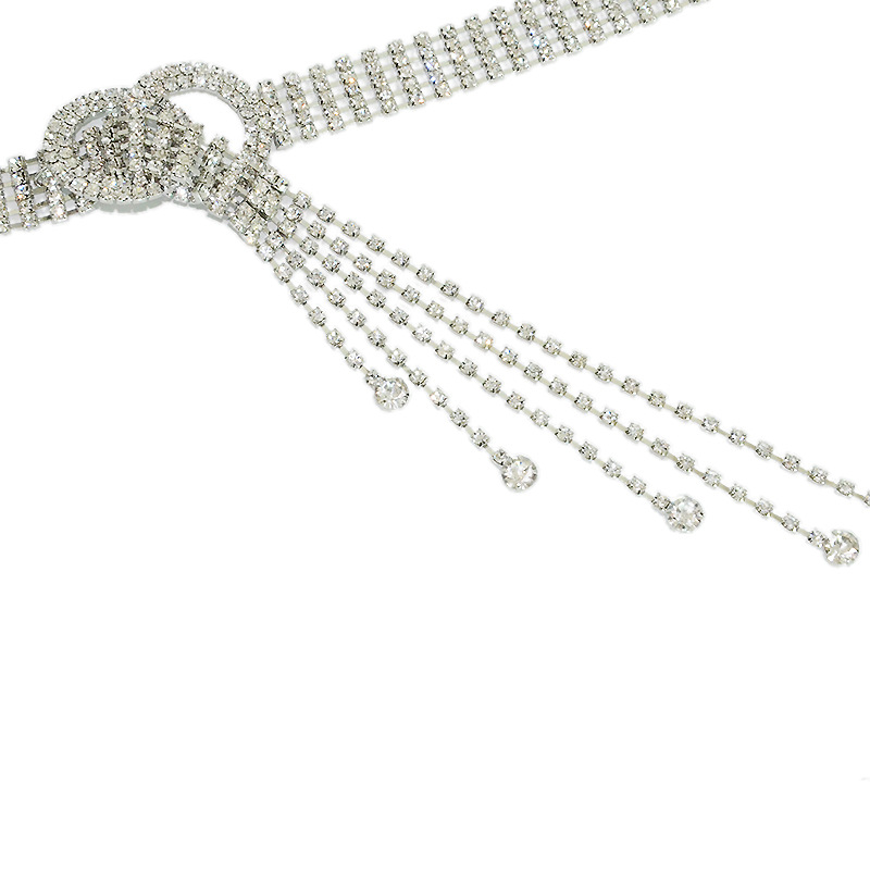 Transfronterizo nuevo diamante Cinturón de las mujeres elegantes de las mujeres europeas y americanas completo rhinestone borla cadena de la cintura decorativa en stock al por mayor