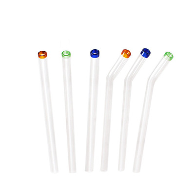 透明玻璃吸管耐热彩口彩头牛奶果汁吸管直管弯头环保饮管厂家订制|ms