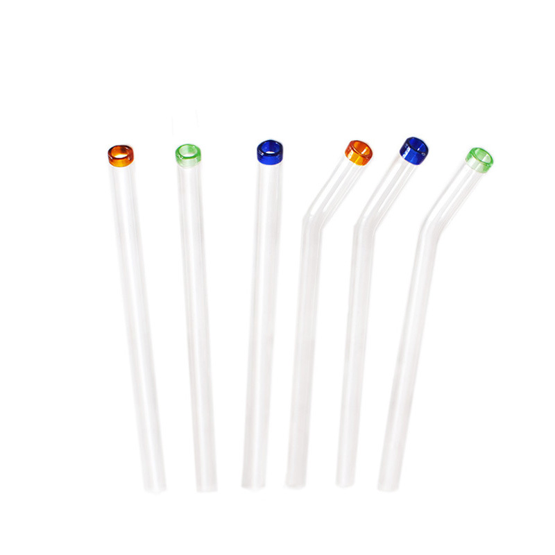 透明玻璃吸管耐热彩口彩头牛奶果汁吸管直管弯头环保饮管厂家订制|ms