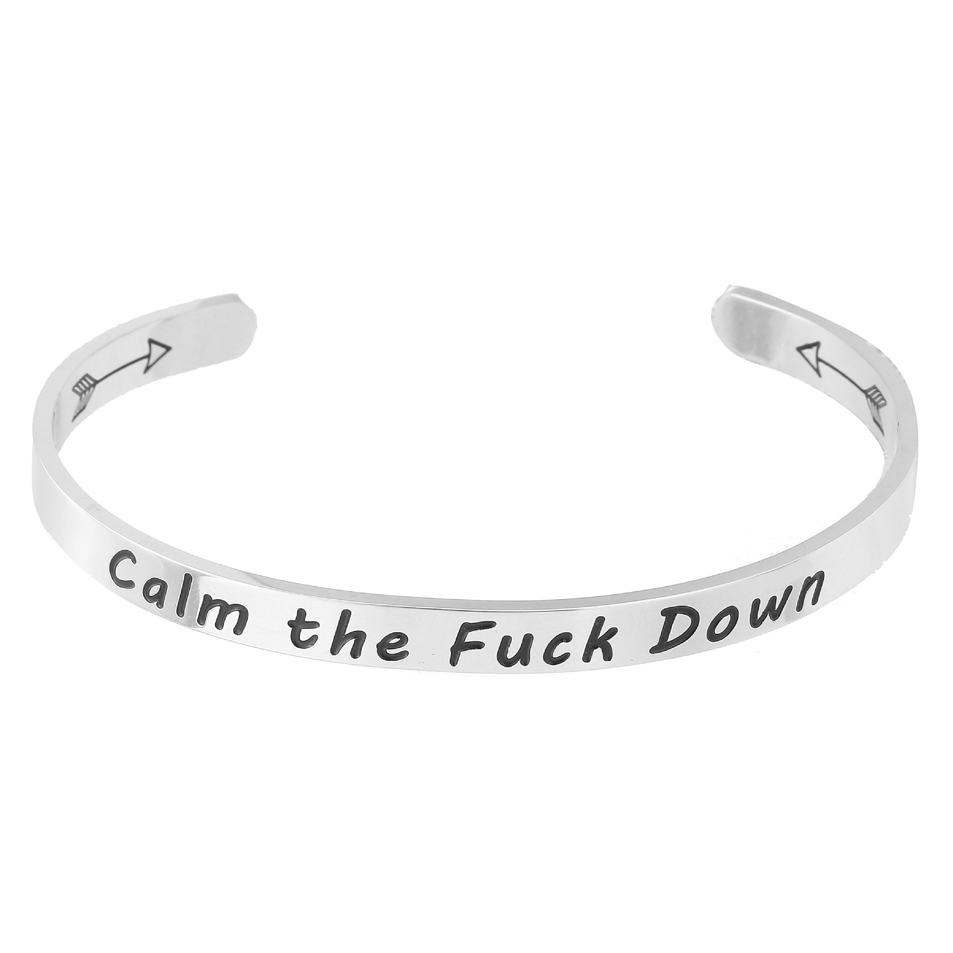 Yunna AliExpress Amazon nueva pulsera de doble flecha Keep fucking going pulsera de acero inoxidable