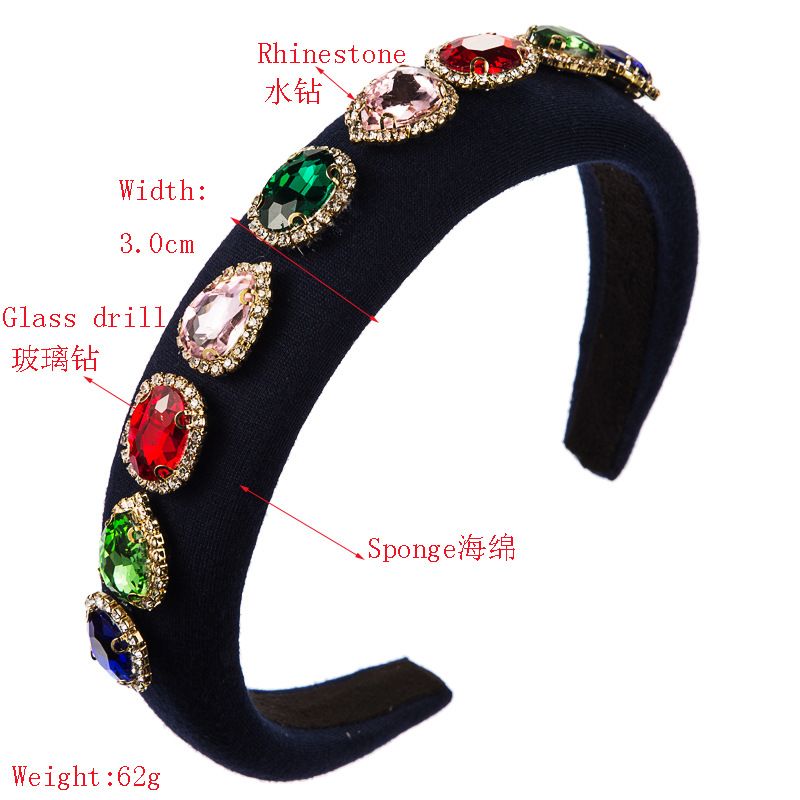 Fashion Sponge Hair Hoop Female Diamond Multicolor Color Catwalk Fabric Hair Accessories display picture 19