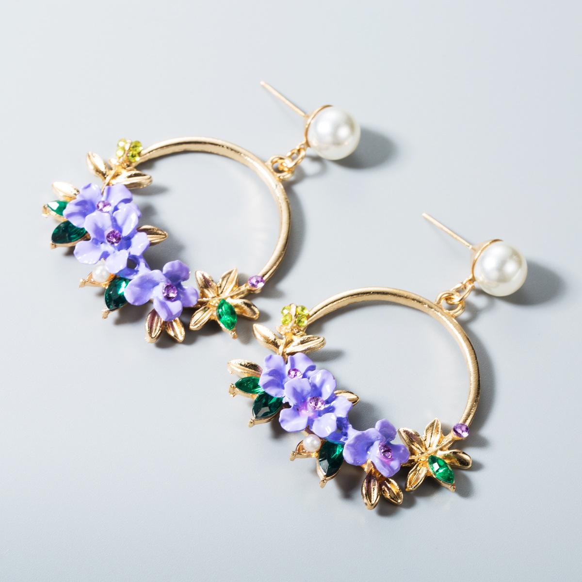 Earrings Classification Simple Style Flower Inlaid Crystal Alloy No Inlaid Drop Earrings