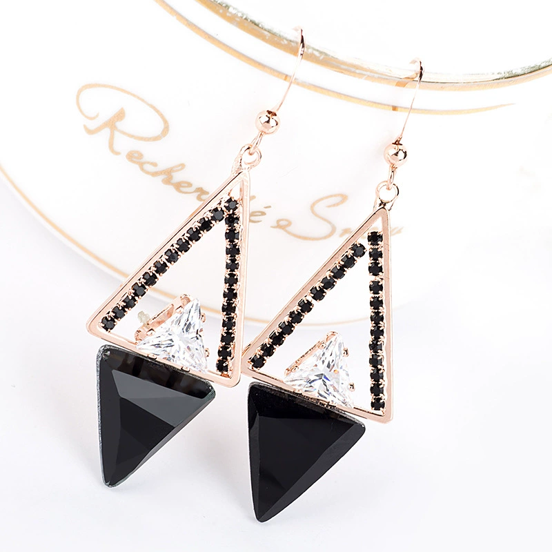 Accessory, black earrings, Korean style, simple and elegant design