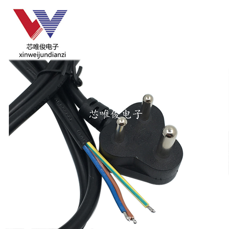 唯俊电线厂印度插头电源线 木工机械电源线 3芯1平方小南非插头线