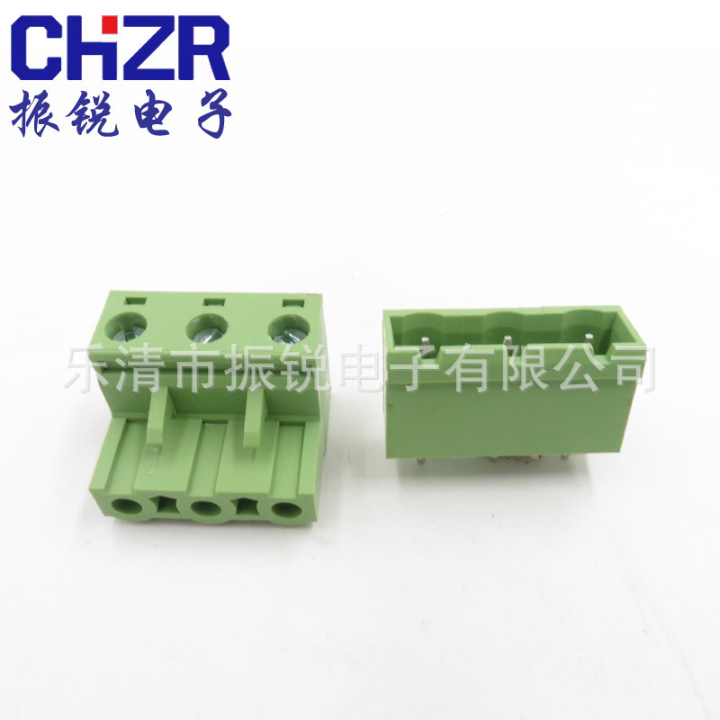 5.08-3P螺钉插拔式接线端子3.81mm-2P4P5P绿色电源接线直弯针插座