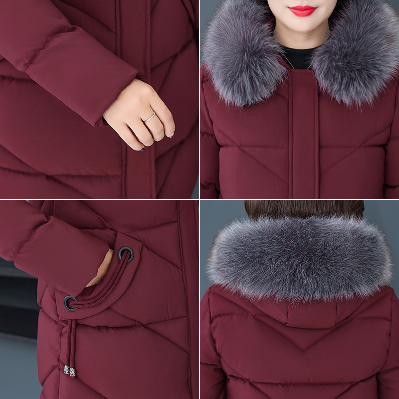 Autumn and Winter 2019 new women's mother's cotton-padded clothes Korean slim-fit thickened and fattened to increase 220kg fat mother's clothes