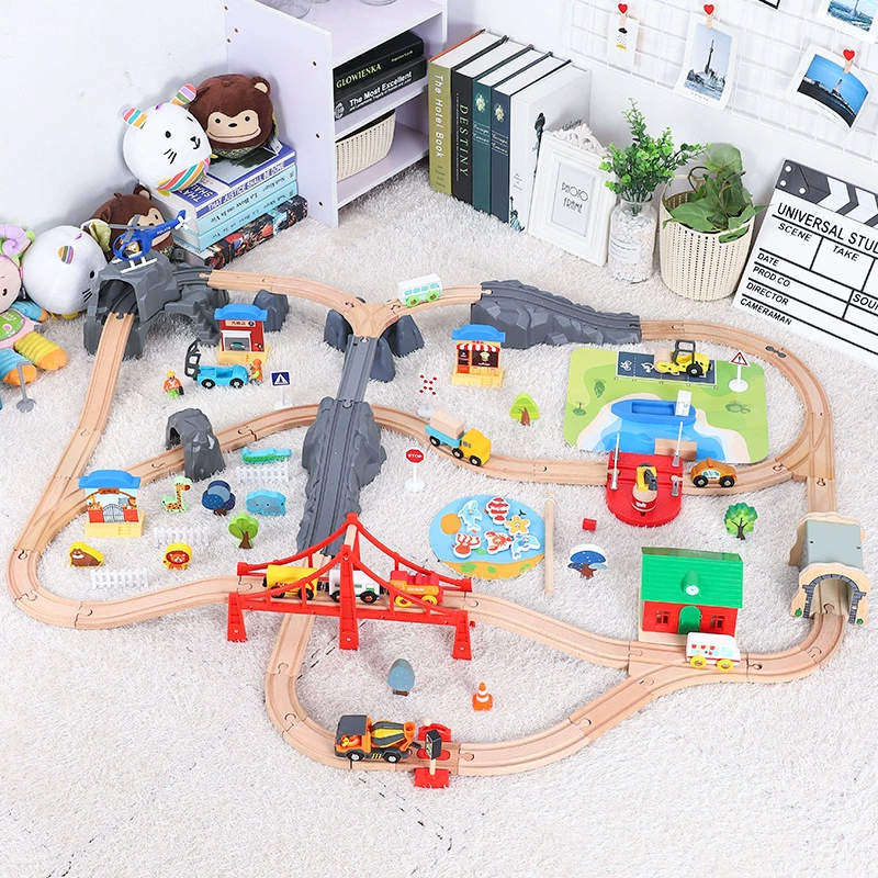 Лекур Train, деревянный набор с перилами, игрушечная машина, зоопарк