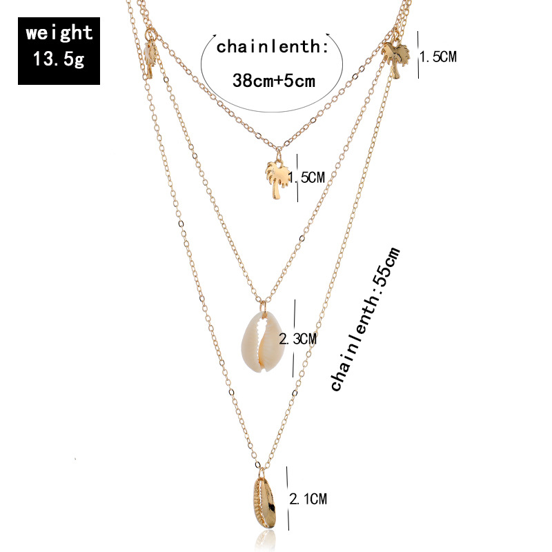 Europäische Und Amerikanische Neue Produkte Einfache Halskette Kokosnuss Muschel Legierung Muschel Anhänger Halskette Mehr Schicht Ige display picture 1