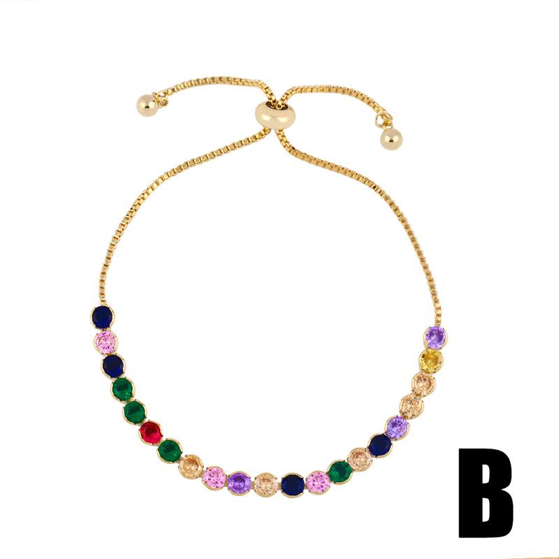 Europe Et En Amérique Croix Frontière Fournir Incrusté Couleur Zircon Bracelet De Cuivre-plaqué Or Couleur Déesse Mori Style Étudiant Bracelet Brb87 display picture 3