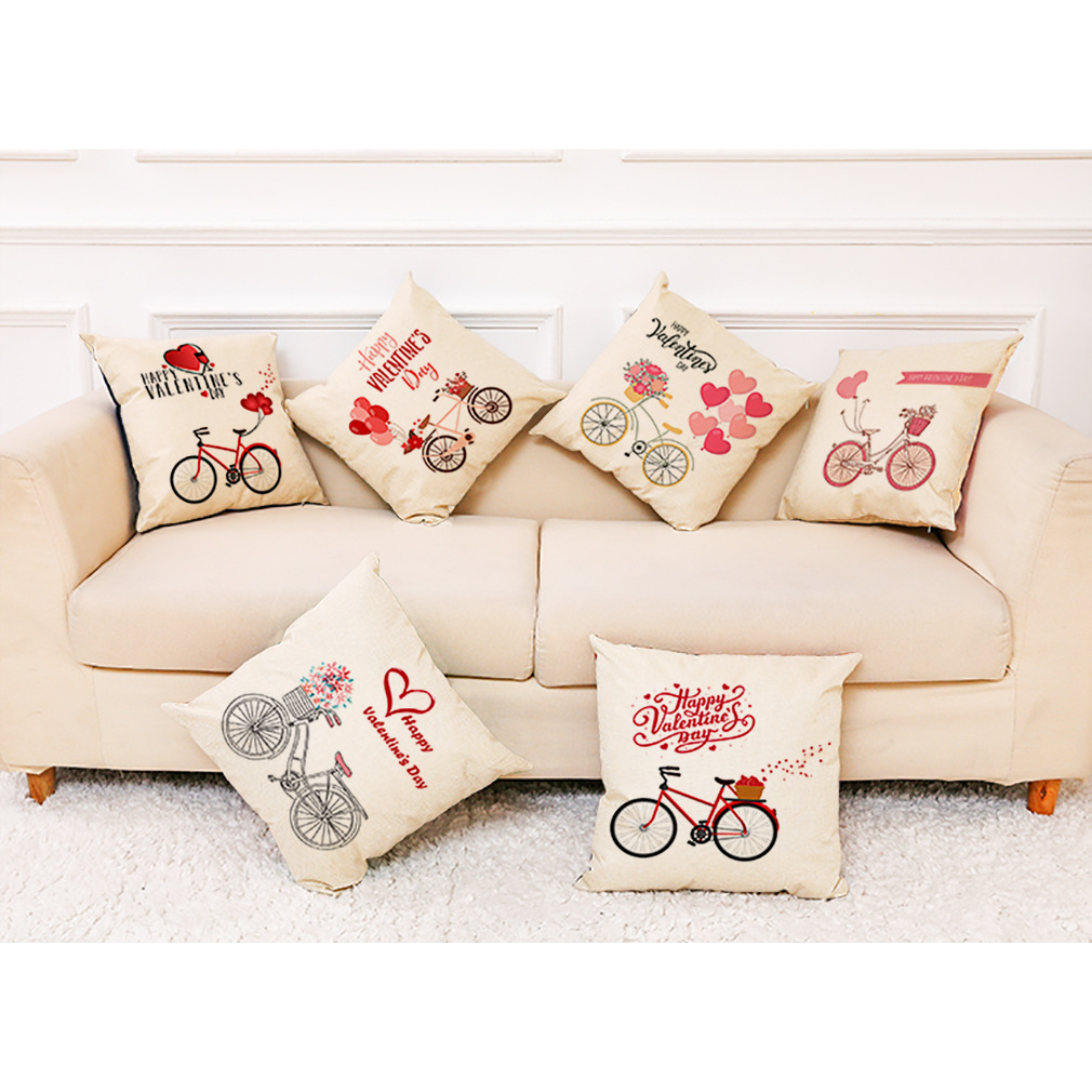 亚马逊 eBay 新式浪漫情人节棉麻抱枕套 汽车抱枕 办公室午睡抱枕