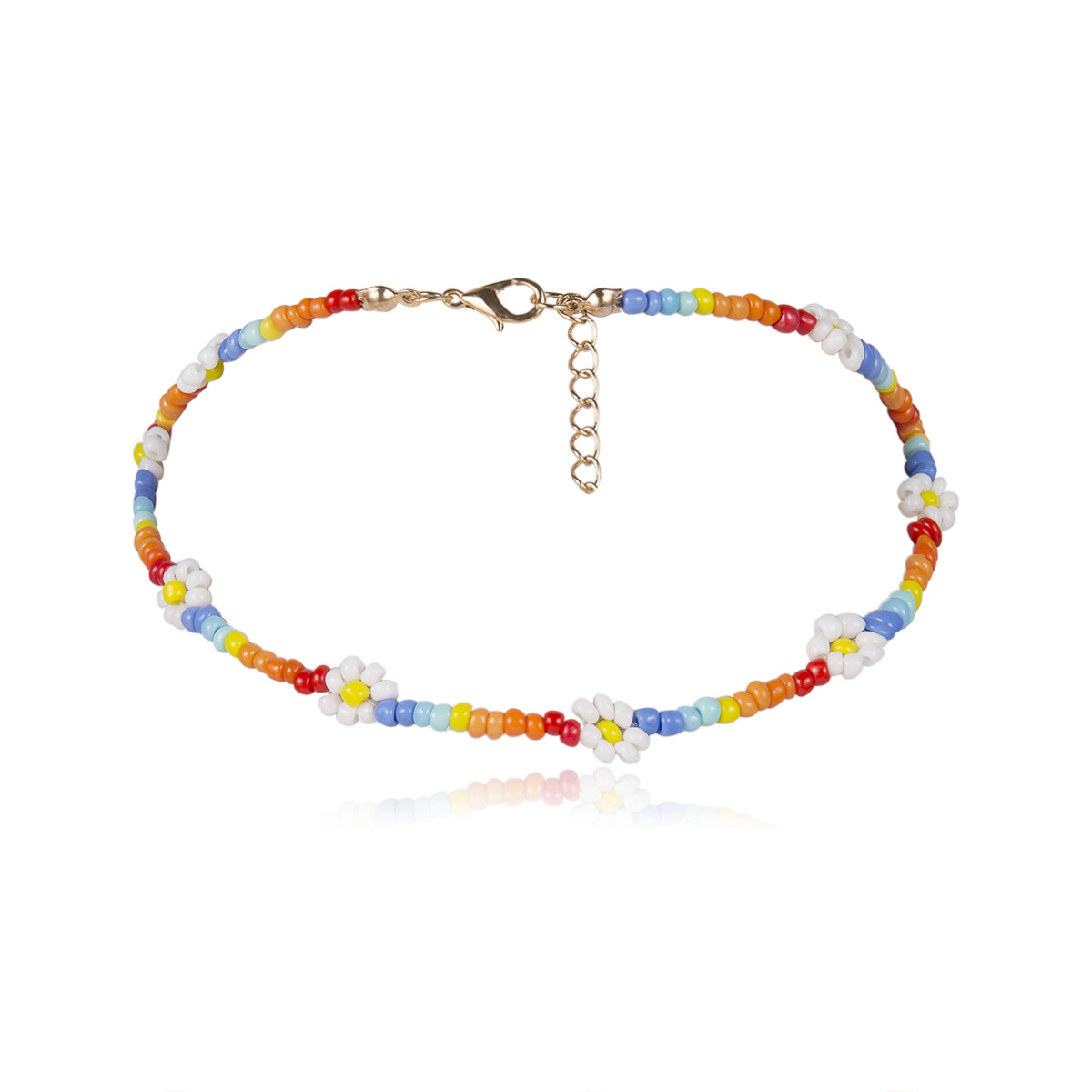 retro daisy beads pearl heart-shaped copper necklace wholesale Nihaojewelry