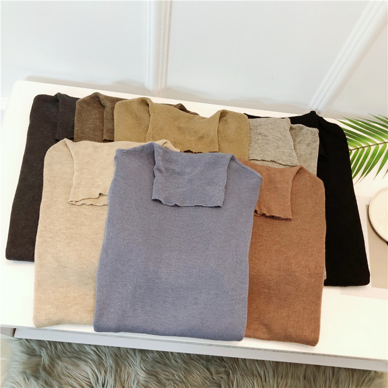 Cotton 19 autumn clothing thin high collar wool bottom shirt stacked neckline sweater female 1912