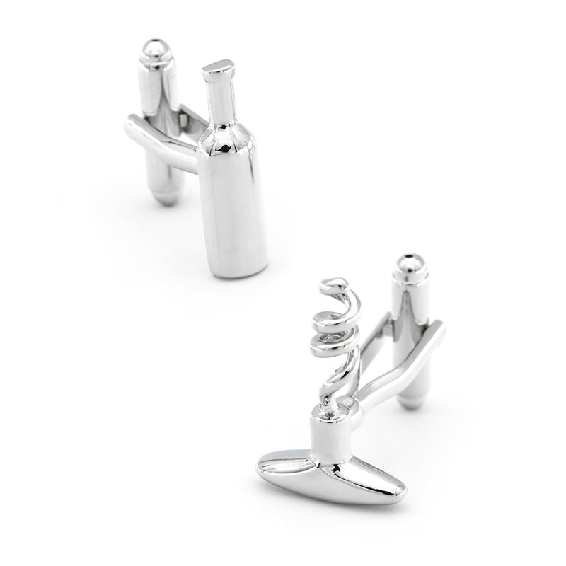 [Pure Copper Double Plating] Men's French Shirt Sleeve Nail silver Wine Bottle Wine Bottle Opener Cufflinks