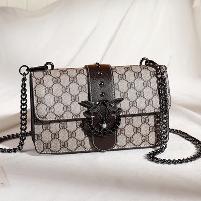 广州女包厂家2019新款字母包pinko燕子包同款欧美时尚链条单肩包|ms