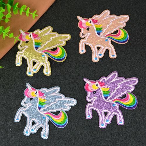 Jianxing Computer Embroidered Animal Applique Fabric Trim Clothing Decorative Patch Four-Color Pegasus Embroidery Fabric Patch
