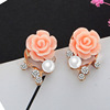 Fresh earrings, retro zirconium from pearl, suitable for import, city style, flowered
