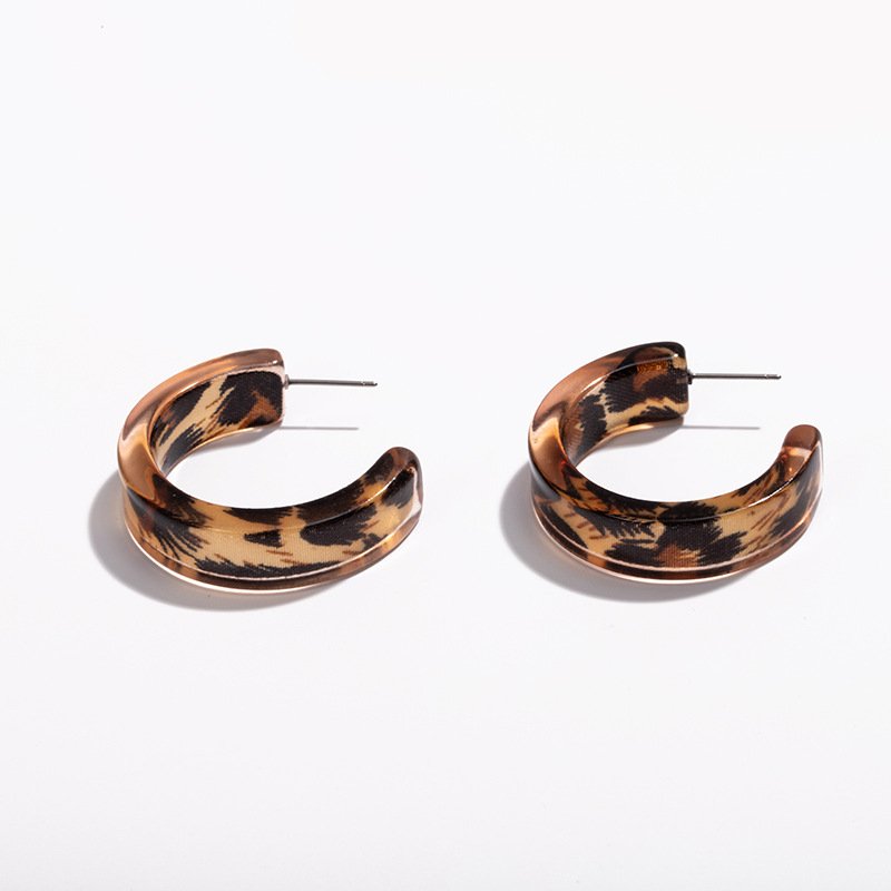 Acetate Fashion Exaggerated Semicircular Earrings Leopard Print Earrings Wholesale Nihaojewelry display picture 7