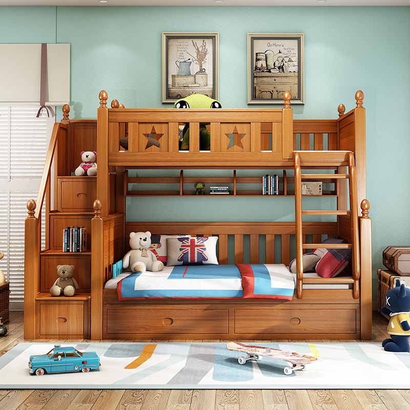 厂家直销板式高低床儿童公主男孩女孩上下床子母床上下铺组合式床|ru