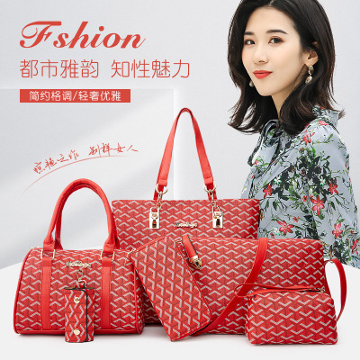 Female bag Master bag Six piece set 2020 Four seasons new pattern The single shoulder bag Korean Edition fashion printing Handbag Messenger Bag