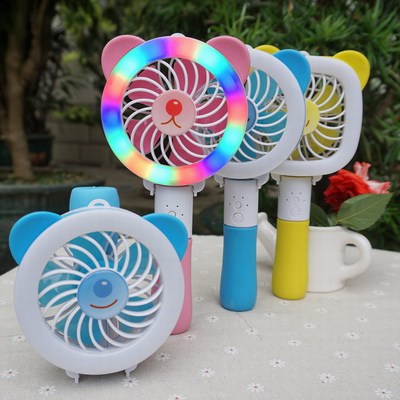 卡通USB可充電迷妳風扇充電LED補光燈風扇學生宿舍可折疊手持風扇