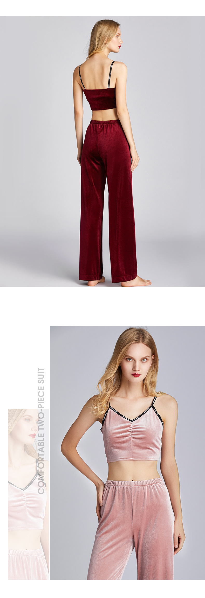 spring high waist loose gold velvet wide-leg pants  NSJO8774