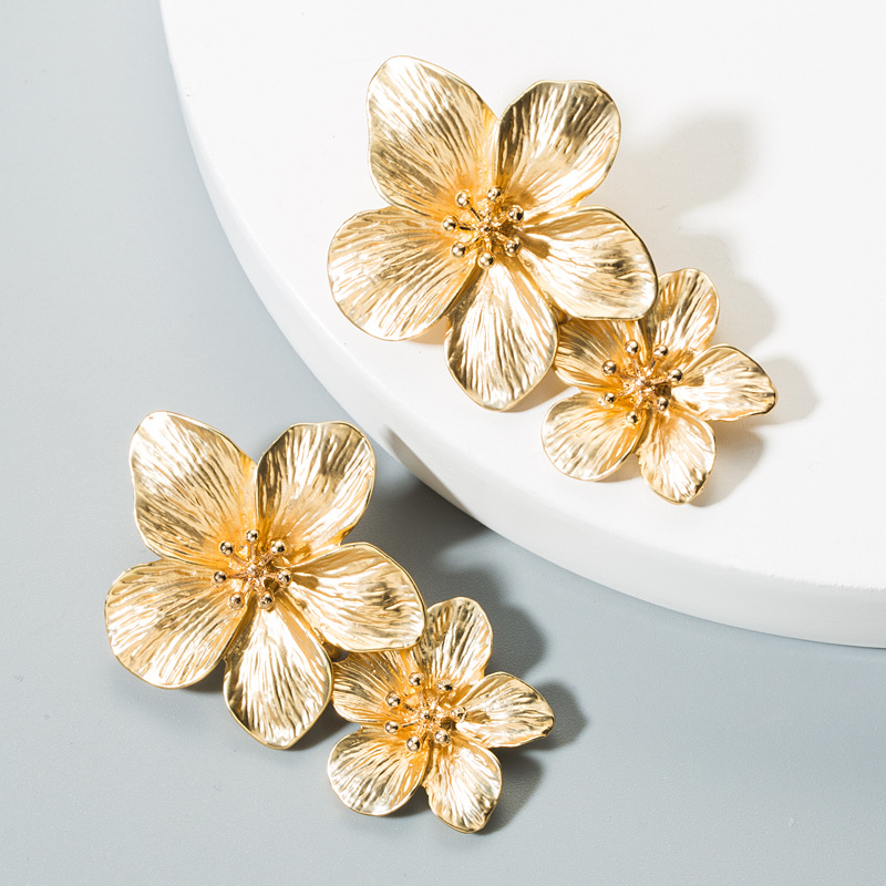 Gold Flower Petal Earrings