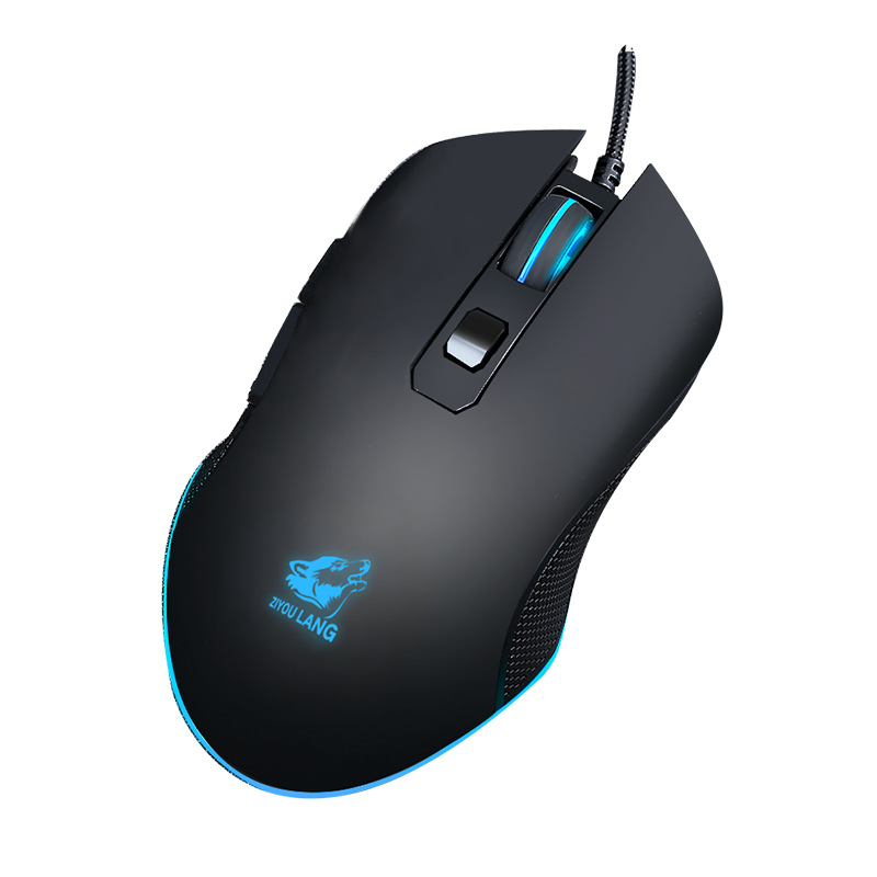 跨境自由狼V1游戏鼠标有线宏定义电竞发光电脑机械鼠标mouse