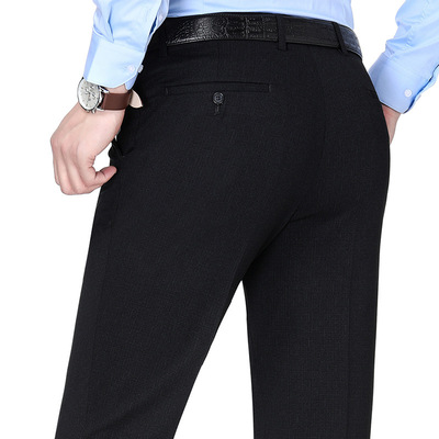 Spring and summer new pattern brand Men's Western-style trousers middle age man business affairs leisure time Elastic force knitting suit Straight pants