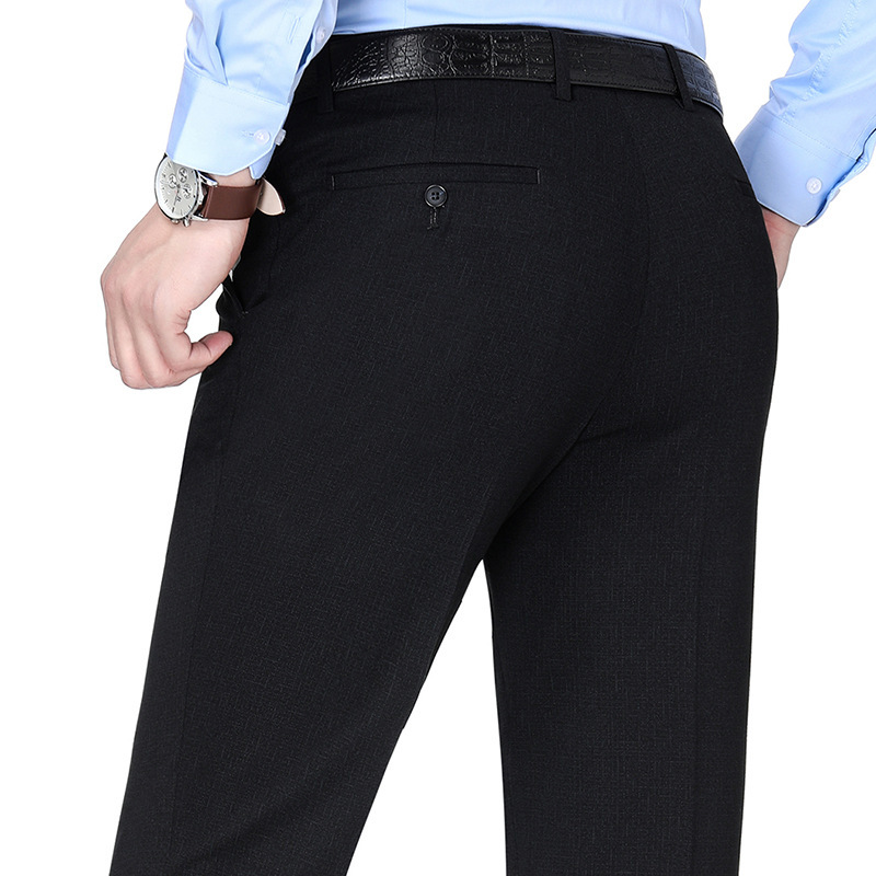 Spring and summer new pattern brand Men's Western-style trousers middle age man business affairs leisure time Elastic force knitting suit Straight pants