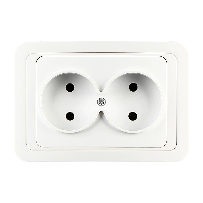 European 2‑pole power socket (DIXINGE) ABS panel, porcelain seat, single or double outlet
