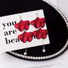 Sexy red fashionable retro earrings for bride, Japanese and Korean, internet celebrity