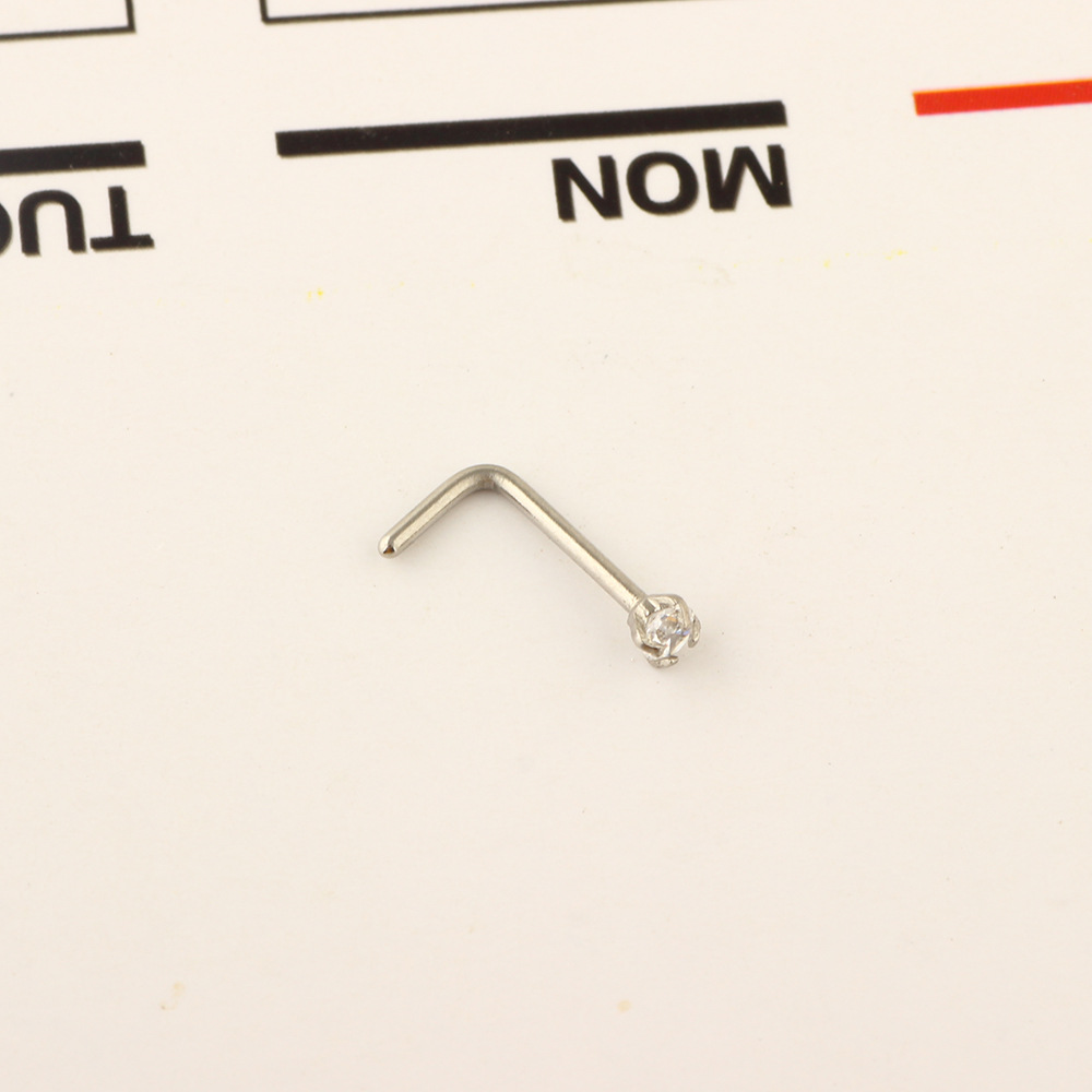 European American Style Zircon Triple Nose Nail Stainless Steel Nose Stud Body Piercing Jewelry 5pcs Set detail image 12