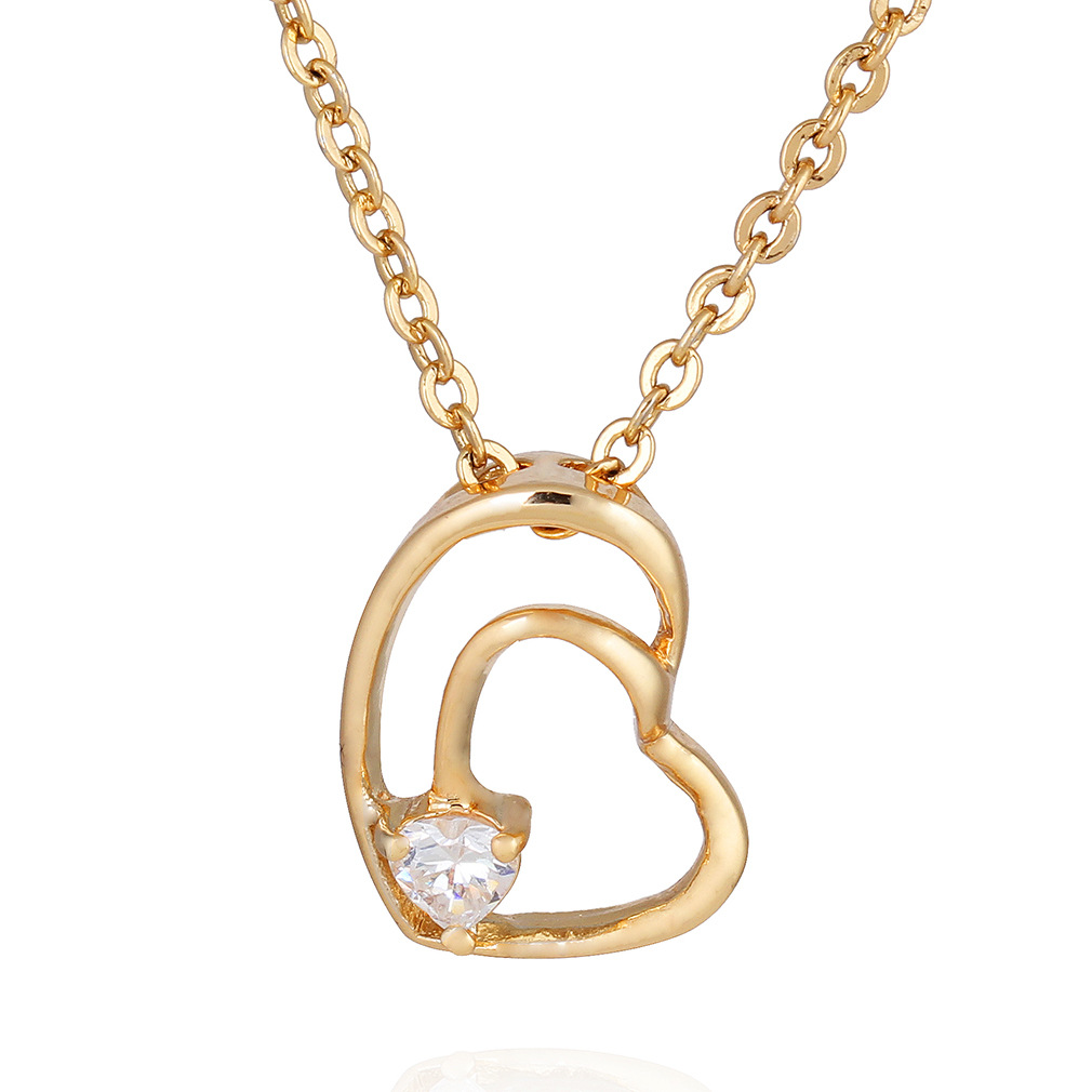 Brand copper necklace heart shaped with zircon