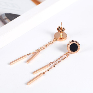 2020新款镀18k玫瑰金流苏耳环韩版气质长款耳钉女韩版时尚耳环