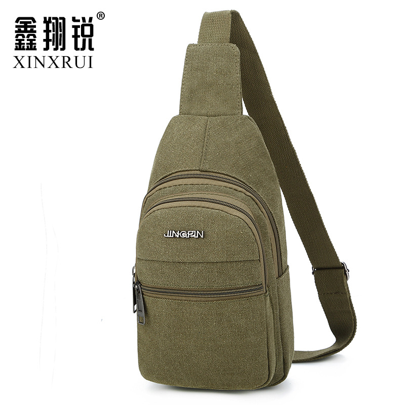 Cross border Source of goods new pattern multi-function man Chest pack canvas The men's shoulder bag outdoors motion Inclined shoulder bag