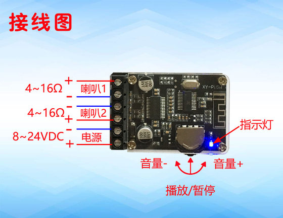 10W/15W/20W stereo Bluetooth power amplifier board 12V/24V high power digital power amplifier module XY-P15W
