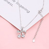 Necklace, chain for key bag  with bow, silver 925 sample, simple and elegant design, internet celebrity, Korean style