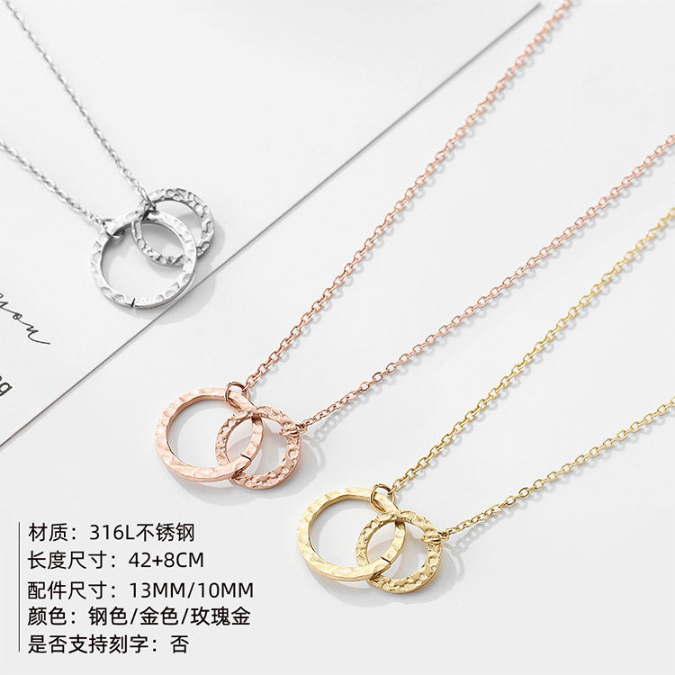 Double-layer Geometric Pendant Simple Stainless Steel 316l Necklace For Women display picture 2