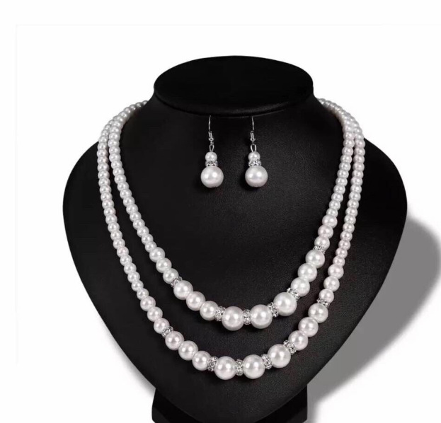 速卖通爆款货源 欧美经典香巴拉钻圈  珍珠项链新娘套装X004