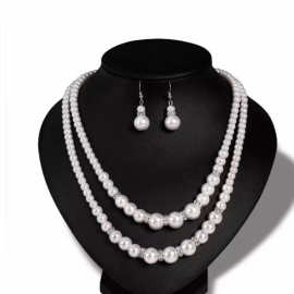 速卖通爆款货源 欧美经典香巴拉钻圈  珍珠项链新娘套装X004