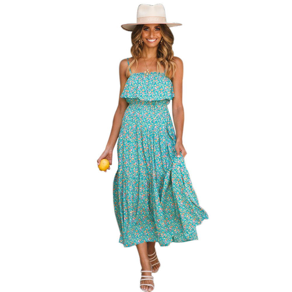 Vestido estampado bohemio con volantes y volantes grandes NSYD6027