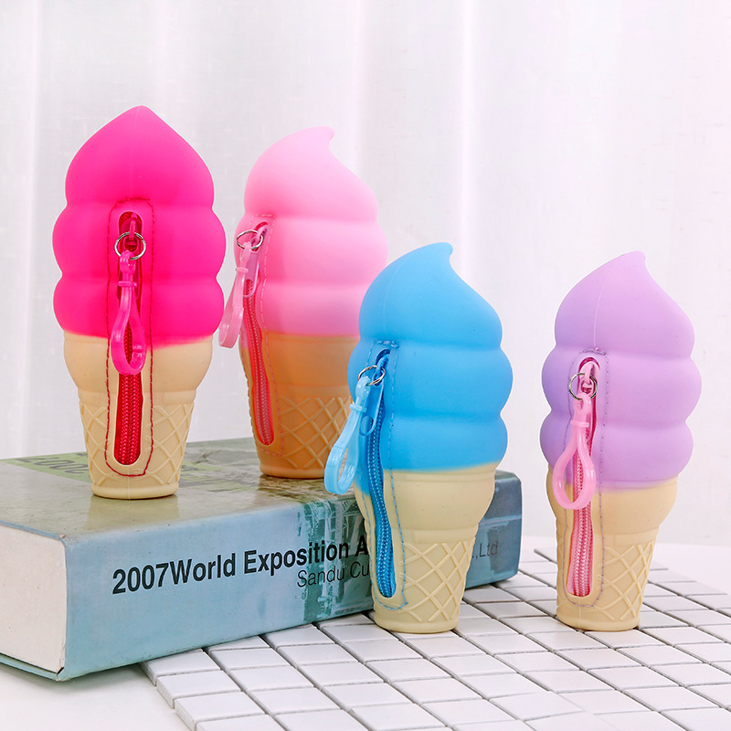 Hanging Silicone Korean Version New Cute Fashion Ice Cream Popular Buckle Key Bag Card Bag Coin Purse Hanging Silicone Korean Version New Cute Fashion Ice Cream Popular Buckle Key Bag Card Bag Coin Purse